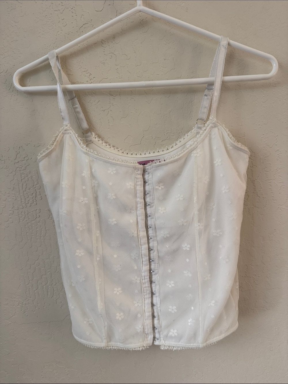 UNIF White Floral Eyelet Lace Cami